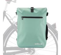 WilTec Bolsa versátil para Bicicletas 25 L Verde Claro Resistente a la Lluvia con Compartimento para portátil fácil instalación en portabultos Ideal para Ciclistas urbanos y excursiones