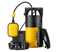 Wiltec Bomba de agua 3 en 1 aspiración plana 1100W, caudal 18000 l/h, altura 9 m, para agua limpia y sucia