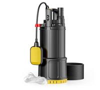 Wiltec Bomba de agua sumergible 1000 W caudal 5500 l/h altura máx. 30 m, profundidad inmersión máx. 7 m, con interruptor de flotador y termorregulador, bomba de inmersión para agua limpia