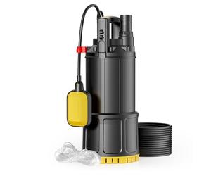 Wiltec Bomba de agua sumergible 850 W caudal 5000 l/h altura máx. 20 m, profundidad inmersión máx. 7 m, con interruptor de flotador y termorregulador, bomba de inmersión para agua limpia
