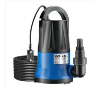 Wiltec Bomba de agua sumergible de aspiración plana 400 W aguas residuales hasta 1 mm caudal máx. 6000 l/h, altura máx. 7 m, profundidad máx. 7 m sensor de nivel de agua