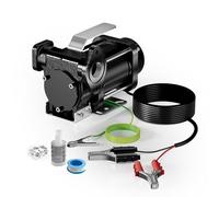 Wiltec Bomba de trasvase gasolina y diésel 12 V, 180 W caudal 40 l/min portátil cable con clips de batería altura máx. 10 m aspiración máx. 2 m autocebante ideal para trasvase desde barriles