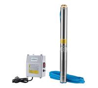 Wiltec Bomba para pozos profundos de 4" y 1100 W, bomba de agua con un caudal de 6000 l/h, sifón sumergible con profundidad de inmersión máx. de 20 m y altura de elevación máx. de 103 m