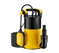 Wiltec Bomba sumergible 400W con flotador, caudal 8000 l/h, altura 5 m, nivel de aspiración 1 mm, anticorrosión para agua limpia