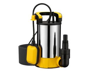 Wiltec Bomba sumergible de aspiración plana 900W con flotador, caudal 17000 l/h, altura 9 m, nivel de aspiración hasta 1 mm, inmersión hasta 7 m, de PPO y acero inoxidable para agua limpia