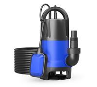 WilTec. Bomba sumergiblede plastico, aguas sucias 550W 10500 litros/h Jardín Pozos Drenaje Bombeo agua Extracción agua, negro, azul