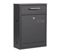 Wiltec Buzón Antracita V53 casilla de Correo con Placa de identificación, mirillas y 2 Llaves como buzón de Pared o buzón Independiente