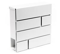 Wiltec Buzón de diseño V15 Blanco 370 x 105 x 370 mm, buzón de Pared con Cerradura y Rollo de periódico, buzón de Acero con Recubrimiento en Polvo