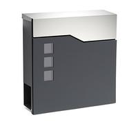 Wiltec Buzón de diseño V20 Antracita 370 x 105 x 370 mm, buzón de Pared con Cerradura y Rollo de periódico, buzón de Acero con Recubrimiento en Polvo