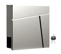 Wiltec Buzón de diseño V23 de Acero Inoxidable 370 x 102 x 370 mm con Cerradura y Hueco para el periódico Material de Montaje a Pared Incluido