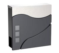 Wiltec Buzón de diseño V28 Antracita y Acero Inoxidable 370 x 102 x 370 mm con Cerradura y Hueco para el periódico Material de Montaje a Pared Incluido