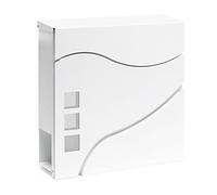Wiltec Buzón de diseño V28 Blanco 370 x 105 x 370 mm, de Pared con Cerradura y Hueco para el periódico, de Acero con Recubrimiento en Polvo