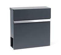Wiltec Buzón de diseño V50 Antracita y Plateado en Acero galvanizado y Acero Inoxidable 370 x 105 x 370 mm Montaje de Pared con Cerradura con Dos Llaves y Hueco para periódico