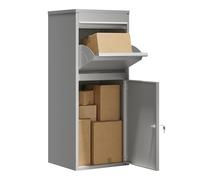 Wiltec Buzón de paquetería Gris 410 x 220 x 1020 mm de Acero con Recubrimiento en Polvo y Cerradura, para la recepción de Paquetes y Correo en casa Entrega de envíos, Correo y Cartas