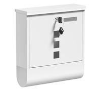 Wiltec Buzón de Pared Blanco con Hueco para periódico Placa de identificación mirillas Cerradura y Dos Llaves