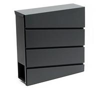 Wiltec Buzón V16 en Color Antracita de Acero galvanizado con Cerradura Oculta Compartimento para periódicos diseño Moderno para Montaje en Pared o Soporte Ideal para Cartas y Correo Postal