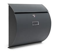 Wiltec Buzón V17 Antracita 375 x 108 x 330 mm con Cerradura y Placa de identificación, Montaje en Pared o con Soporte, de Acero galvanizado con Recubrimiento en Polvo