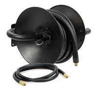 Wiltec Carrete de acero con manguera de aire híbrida 20 m para aire comprimido presión de trabajo hasta 20 bares montaje fácil enrollador de manguera