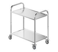 WilTec Carro de Servicio de Acero Inoxidable 2 Niveles 150kg Carrito Cocina Carrito té Camarera con Frenos