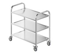 WilTec Carro de Servicio de Acero Inoxidable 3 Niveles 150kg Carrito Cocina Carrito té Camarera con Frenos