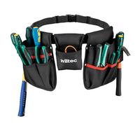 Wiltec Cinturón para herramientas 63,5 x 25,5 cm hasta 15 kg, bolsa cinturón para herramientas 23 compartimentos, cinturón bolsa porta herramientas ajustable, robusta bolsa de trabajo