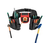 Wiltec Cinturón para herramientas 71 x 28 cm hasta 25 kg, bolsa cinturón para herramientas 17 compartimentos, cinturón bolsa porta herramientas ajustable, robusta bolsa de trabajo