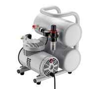 Wiltec Compresor para aerógrafo AS06T 1/4 CV con accesorios, para pistola aerográfica con alto caudal de aire 65-69 l/min, potente aire comprimido 3,2 bares, para diseño con aerógrafo