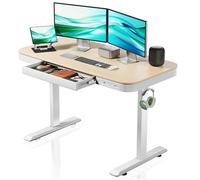 WilTec Escritorio elevable monomotor con Cargador Sistema antichoque Memoria Aviso Tiempo Sentado/de pie Escritorio de pie Tablero 1180 x 600 mm