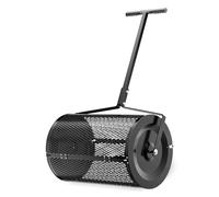 Wiltec Esparcidor de compostaje 75 l con 60 cm de ancho de trabajo mango T rodillo distribuidor de abono, estiércol, cal, musgo, compost, turba fertilizante tambor esparcidor semillas