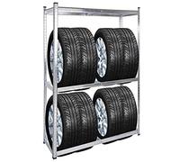 WilTec Estantería neumáticos hasta 759 kg 180x120x40cm almacenaje para 8 neumáticos Ruedas Cargas Pesadas