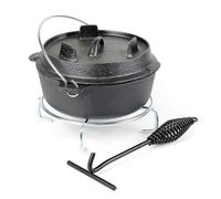 Wiltec Horno holandes 4l de hierro fundido olla holandesa cazuela con asa y soporte para camping barbacoa