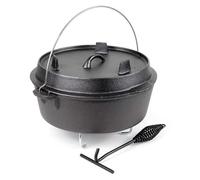 Wiltec Horno holandes 8l de hierro fundido olla holandesa cazuela con asa y soporte para camping barbacoa