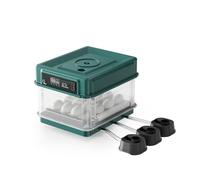 Wiltec Incubadora automática para 15 huevos 40 W con giro automático, control de temperatura y humedad, lámpara ovoscopio y conexión a energía de emergencia, ideal para gallinas, patos y codornices