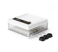 Wiltec Incubadora automática para 64 huevos 110 W con giro automático, control de temperatura y humedad, lámpara ovoscopio y conexión a energía de emergencia, ideal para gallinas, patos y codornices