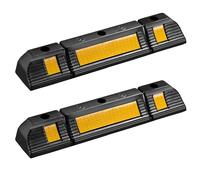 Wiltec Juego 2 topes de aparcamiento 60 x 12 x 8 cm caucho con bandas reflectoras alta visibilidad topes de rueda de fácil instalación ideal para garajes, parkings y zonas de estacionamiento