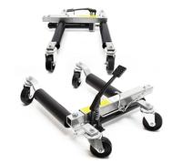 Wiltec Juego de 2 gatos para coche, elevadores con capacidad máx. de 680 kg, plataforma con ruedas de PVC, posicionador de coches ideal para concesionarios, talleres y garajes