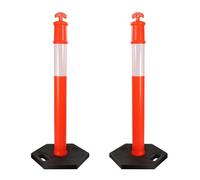 Wiltec Juego de 2 postes de señalización naranja y blanco 110 cm de altura y 20 cm de diámetro con bandas reflectantes y material flexible, ideales para prevenir peligros y delimitar espacios