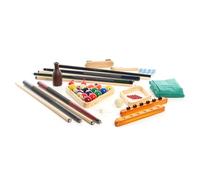 WilTec Juego de Billar con 4 Tacos, Bolas, triángulo, Puente, Soporte y Accesorios Set Completo