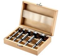 Wiltec Juego de brocas Forstner en estuche de madera Juego de fresas de 5 piezas para madera brocas de cabeza cilíndrica brocas de madera cabezas de carbono madera dura madera blanda
