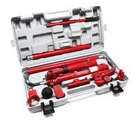 WilTec Juego de enderezado hidráulico para carrocerías 10 t de Fuerza de presión, Gato, Soporte de Techo, Elevador de máquinas, maletín y Accesorios incluidos, Prensa para desabollar Coches