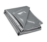 Wiltec Lona Impermeable Gris 3 x 4 m con Ojales de Acero Inoxidable, 650 g/m² Resistente a los Rayos UV, Moho y desgarro, poliéster con Revestimiento de PVC y Bordes Reforzados, Ideal para Exteriores