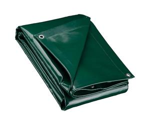 Wiltec Lona impermeable verde 3 x 4 m con ojales de acero inoxidable, 650 g/m² resistente a los rayos UV, moho y desgarro, poliéster con revestimiento de PVC y bordes reforzados, ideal para exteriores
