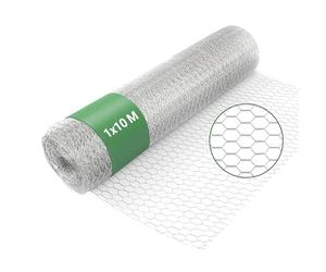 Wiltec Malla metálica de acero galvanizado para pajarera malla hexagonal 25 mm altura 1 x longitud 10 m alambre Ø 0,7 malla para conejos y gallinas cercado de animales terrazas y jardines