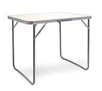 WilTec Mesa Plegable de Aluminio para Camping Tablero MDF Blanco 80x60cm Outdoor Picnic Acampada Vacaciones