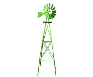 Wiltec Molino de Viento Estilo Americano Verde 250 cm de Altura Rueda de Viento rodamiento de Bolas