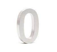 Wiltec Número de casa "0" acero inoxidable 20 cm moderno diseño 3D tipo Arial para fachadas y exteriores de casas, material de montaje incluido