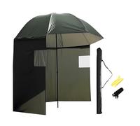 WilTec Paraguas de pesca 250 cm faldón lateral 2 ventanas sombrilla protección contra viento y lluvia
