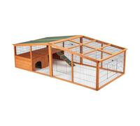 Wiltec Parque para Animales con Refugio 230 x 115 x 78 cm recinto de Madera de Abeto con Malla metálica, Corral para Conejos con casita y rampa, conejera con Techo