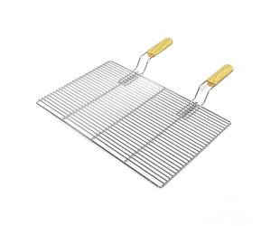 Wiltec Parrilla barbacoa 67x40cm rectangular con mangos barbacoa grill plancha rejilla asadero acero inoxidable grill