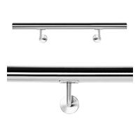 Wiltec Pasamanos barandilla de escalera 100cm acero inox V2A baranda con soporte a la pared